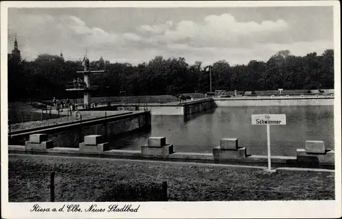 Ak Riesa an der Elbe Sachsen, Neues Stadtbad