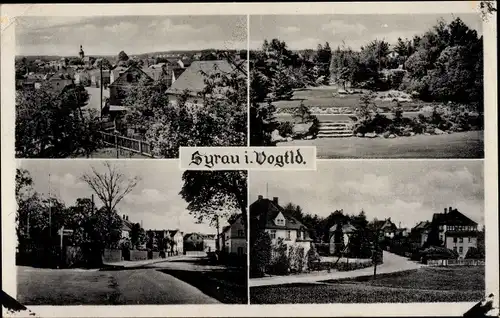 Ak Syrau Rosenbach im Vogtland, Panorama, Gartenanlage, Straßenpartien