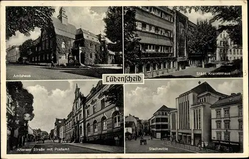 Ak Lüdenscheid im Märkischen Kreis, Amtshaus, Städtisches Krankenhaus, Altenaer Str. mit Postamt