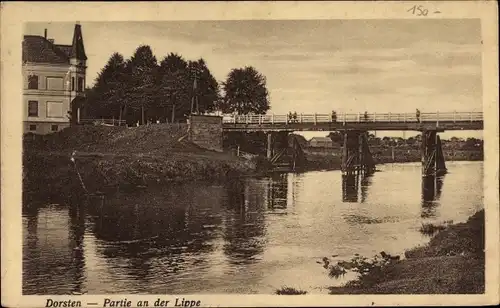 Ak Dorsten in Westfalen, Partie an der Lippe, Brücke
