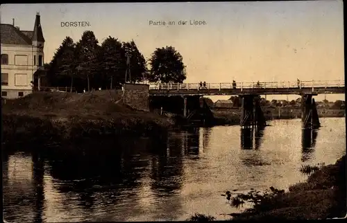 Ak Dorsten in Westfalen, Partie an der Lippe, Brücke