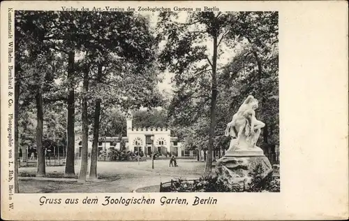 Ak Berlin Tiergarten, Zoologischer Garten, Statue