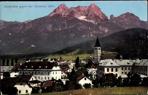 Ak Sallfelden Salzburg, Blick auf die Stadt mit Steinernem Meer, Purger 10205