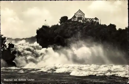 Ak Rheinfall Kanton Schaffhausen, Rheinfall mit Schloss Laufen