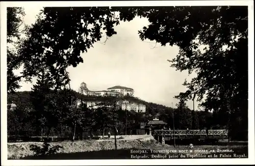 Ak Beograd Belgrad Serbien, Dedinje prise du Topehider et le Palais Royal