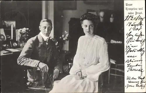 Ak Kronprinz Wilhelm von Preußen, Kronprinzessin Cecilie von Preußen