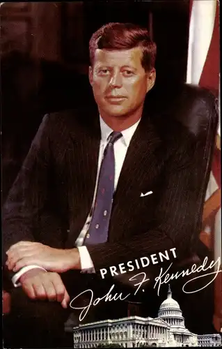 Ak President John F. Kennedy, Portrait, Anzug