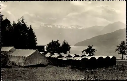 Ak Weggis Kanton Luzern, Weggis aan het Vierwoudstedenmeer, Camping White Cars, Zelte