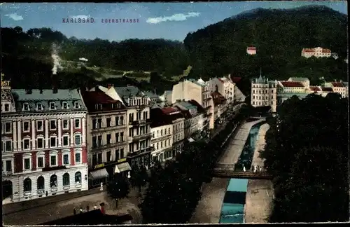 Ak Karlovy Vary Karlsbad Stadt, Blick auf die Egerstraße