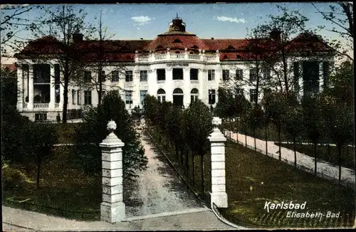 Ak Karlovy Vary Karlsbad Stadt, Elisabeth Bad mit Garten