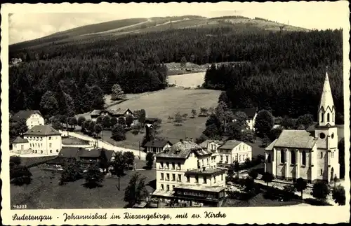 Ak Janské Lázně Johannisbad Region Königgrätz, Teilansicht mit ev. Kirche