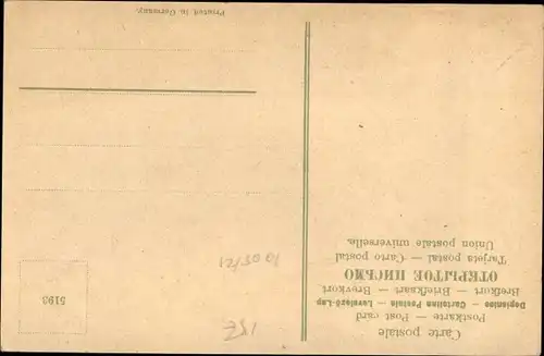 Ak Paar mit großen Köpfen, weinende Frau, Storch