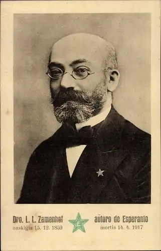 Ak Ludwik Lejzer Zamenhof, Augenarzt, Begründer des Esperanto