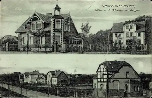 Ak Schweinitz Jessen an der Elster, Villen auf den Schweinitzer Bergen