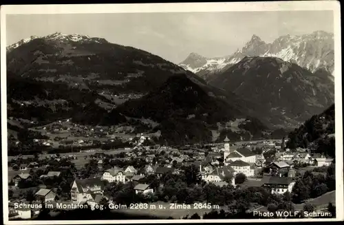 Ak Schruns in Vorarlberg, Gesamtansicht, Golm, Zimba