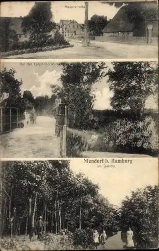 Ak Hamburg Eimsbüttel Niendorf, Hauptstraße, Tarpenbeckbrücke, Gehölz