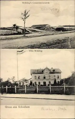 Ak Hamburg Eimsbüttel Schnelsen, Zementsteinfabrik und Villa Wähling