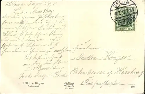 Ak Ostseebad Sellin auf Rügen, Blick auf den Strand und das Meer