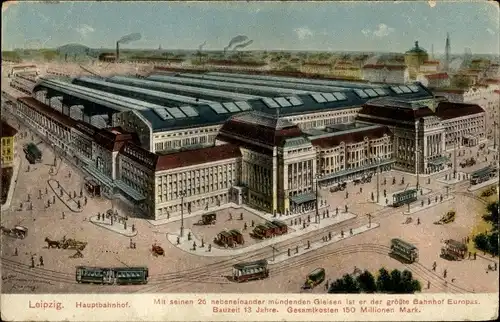 Ak Leipzig in Sachsen, Blick auf den Hauptbahnhof