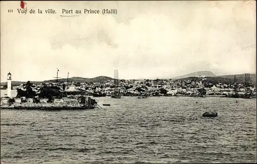 Ak Port au Prince Haiti, Blick zum Ort