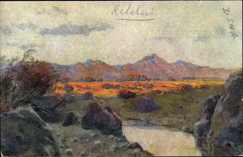 Künstler Ak Müller, Peter Paul, Namibia, Landschaft aus Deutsch Südwestafrika, Kolonialkriegerdank