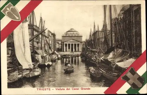 Ak Triest Trieste Friuli Venezia Giulia, Veduta del Canal Grande, Wappen