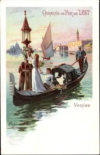 Künstler Litho D'Alisi, Hugo, Venezia Venedig Veneto, Gondel, Chemins de fer de l'Est, Reklame