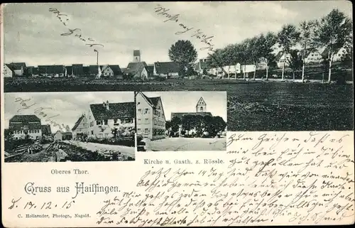 Ak Hailfingen Rottenburg am Neckar, Kirche, Gasthaus zum Rössle, oberes Tor, Totalansicht