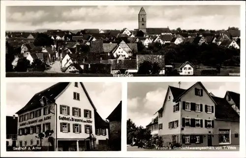 Ak Weitingen Eutingen im Gäu Württemberg, Panorama, Gasthof z. Adler, Friseur