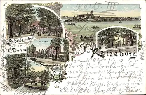 Litho Ratzeburg in Schleswig Holstein, Schützenhof, Wache, Am Quell