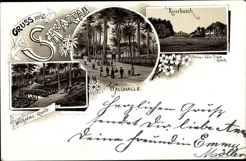 Litho Bad Schwartau in Ostholstein, Riesebusch, Waldhalle, Wilhelmsquelle