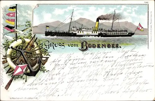 Litho Salondampfer auf dem Bodensee