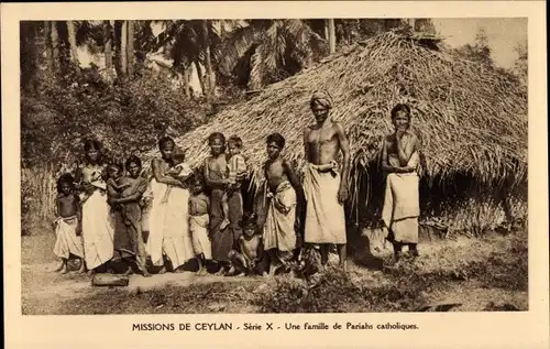 Ak Ceylon Sri Lanka, Une famille de Pariahs catholiques, Missions