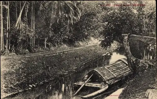Ak Colombo Ceylon Sri Lanka, Canal Scene