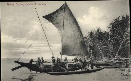 Ak Colombo Ceylon Sri Lanka, Native Fishing Canoe