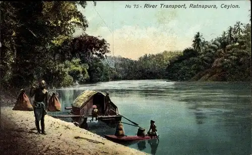 Ak Ratnapura Ceylon Sri Lanka, River Transport