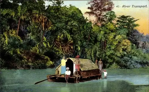 Ak Ratnapura Ceylon Sri Lanka, River Transport