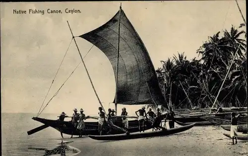 Ak Ceylon Sri Lanka, Native Fishing Canoe