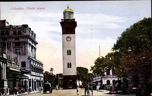 Ak Colombo Ceylon Sri Lanka, Queen Street, Clock tower, Turm