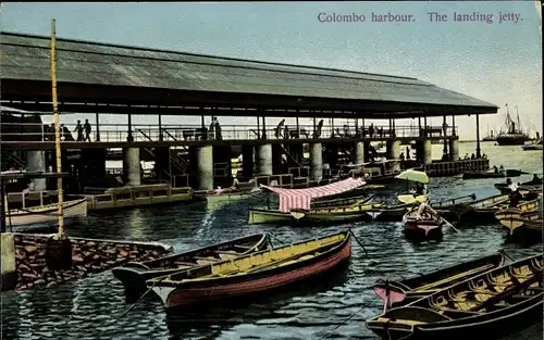 Ak Colombo Ceylon Sri Lanka, Harbour, The landing jetty, Boote