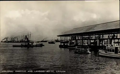 Ak Colombo Ceylon Sri Lanka, Hafen, Anlegestelle, Dampfer