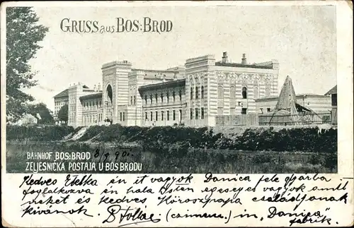Ak Bosanski Brod Bosnien und Herzegowina, Bahnhof, Zeljesnicka Postaja