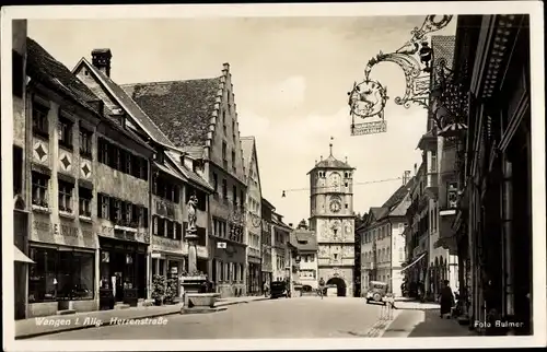 Ak Wangen im Allgäu, Herrenstraße, Geschäfte, Tor