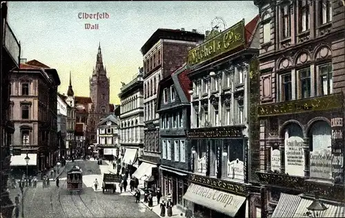 Ak Elberfeld Wuppertal, Wall, Straßenpartie, Geschäftshaus Michel & Co.