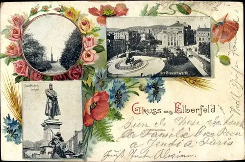 Passepartout Ak Elberfeld Wuppertal, Brausenwerth, Kaiser Friedrich Denkmal