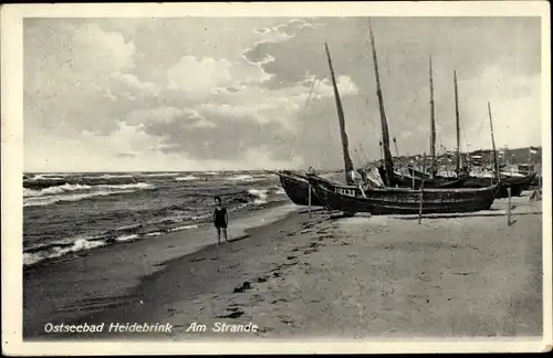 Ak Międzywodzie Heidebrink Dziwnów Dievenow Insel Wollin Pommern, Am Strande, Boote
