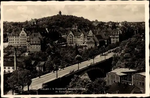 Ak Plauen im Vogtland, Friedrich-Augustbrücke mit Bärenstein