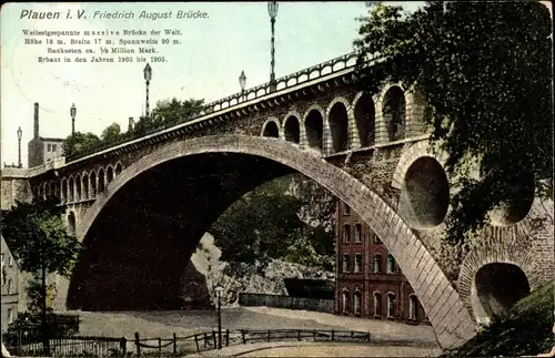 Ak Plauen im Vogtland, Friedrich August Brücke