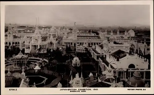 Ak London City England, Japan-British Exhibition, 1910, Birds-exe view