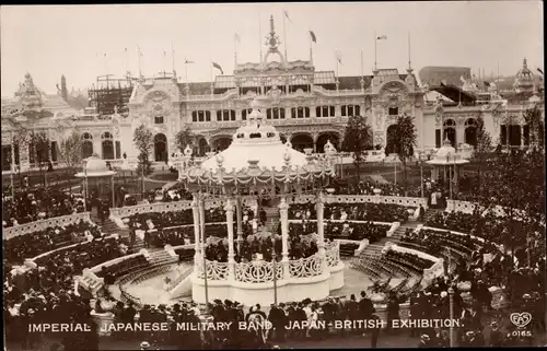 Ak London City England, Imperial Japanese Military Band, Japan British Exhibition, 1910